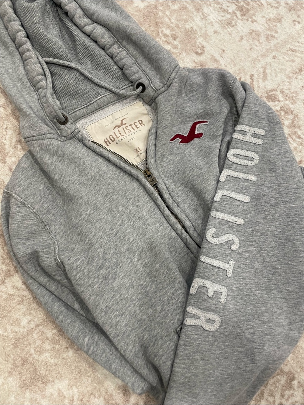 Y2K Vintage Men’s Hollister Gray Zip Hoodie | Excellent Condition | XL